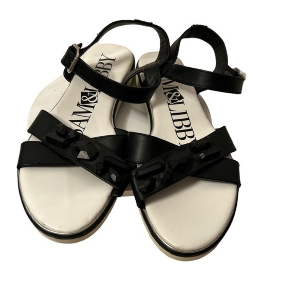 Sam & Libby Embellished Black & White Strap Sandals Size 10